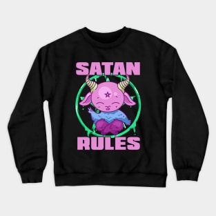 SATAN RULES Funny Sarcastic Satanic Pentagram Pastel Kawaii Goat Devil Crewneck Sweatshirt